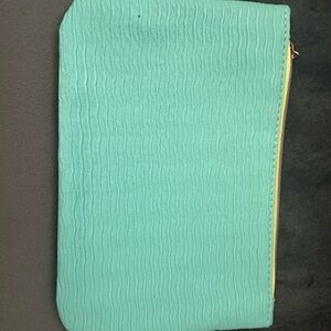 Textured Aqua Clutch with Gold Zipper